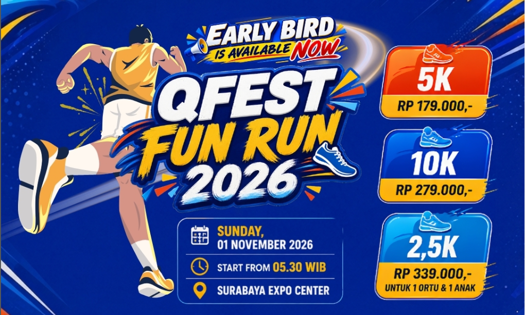 Early Bird QFest Fun Run 2026 Resmi Dibuka, Yuk Gerak Bareng di Surabaya!